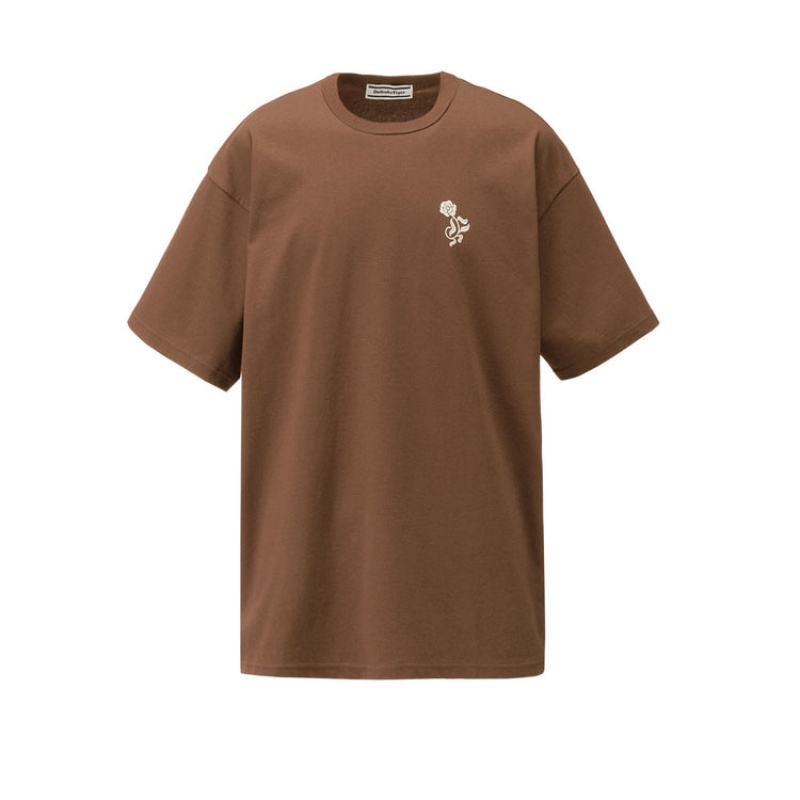 Brown Men\'s Onitsuka Tiger Graphic T Shirts Online India | N4I-8025